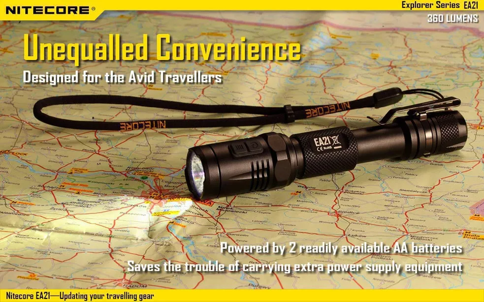 Nitecore EA21 CREE XP-G2 R5 LED Flashlight 360 Lumens