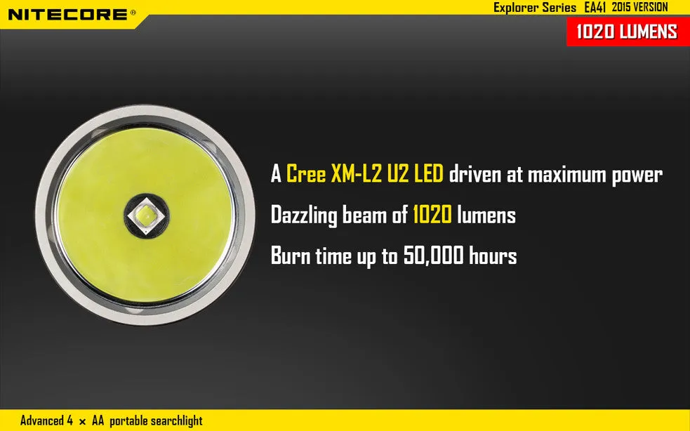 NiteCore EA41 2015 Version 1020 Lumen CREE XM-L2 LED Flashlight