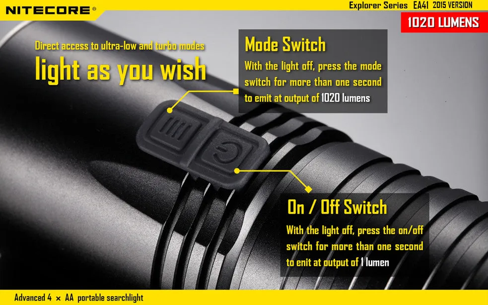 NiteCore EA41 2015 Version 1020 Lumen CREE XM-L2 LED Flashlight