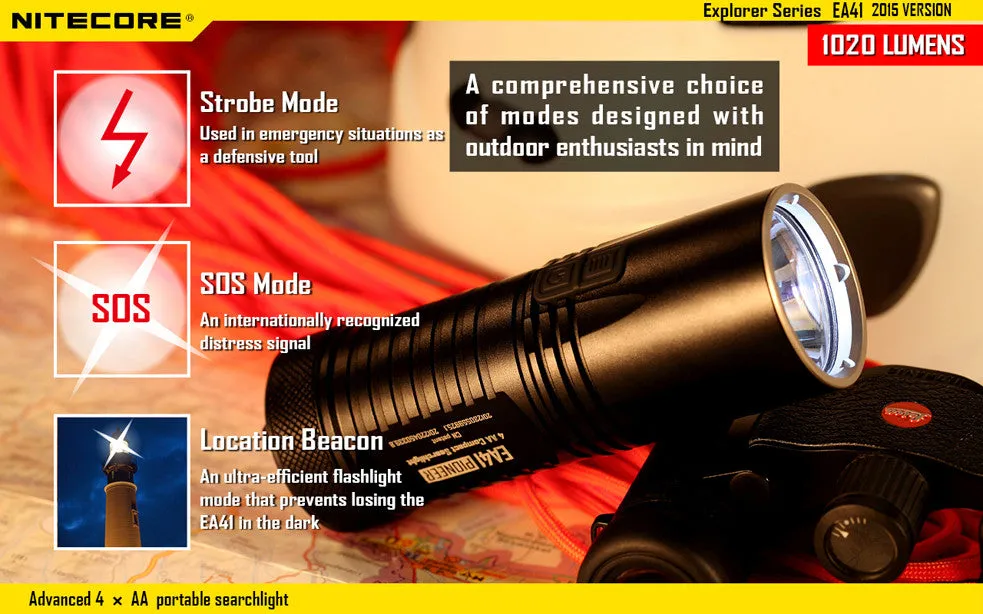 NiteCore EA41 2015 Version 1020 Lumen CREE XM-L2 LED Flashlight
