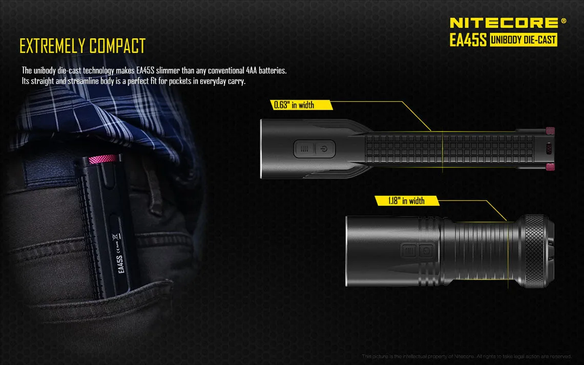 Nitecore EA45S Cree XP-L HI V3 LED Flashlight - 1000 lumen