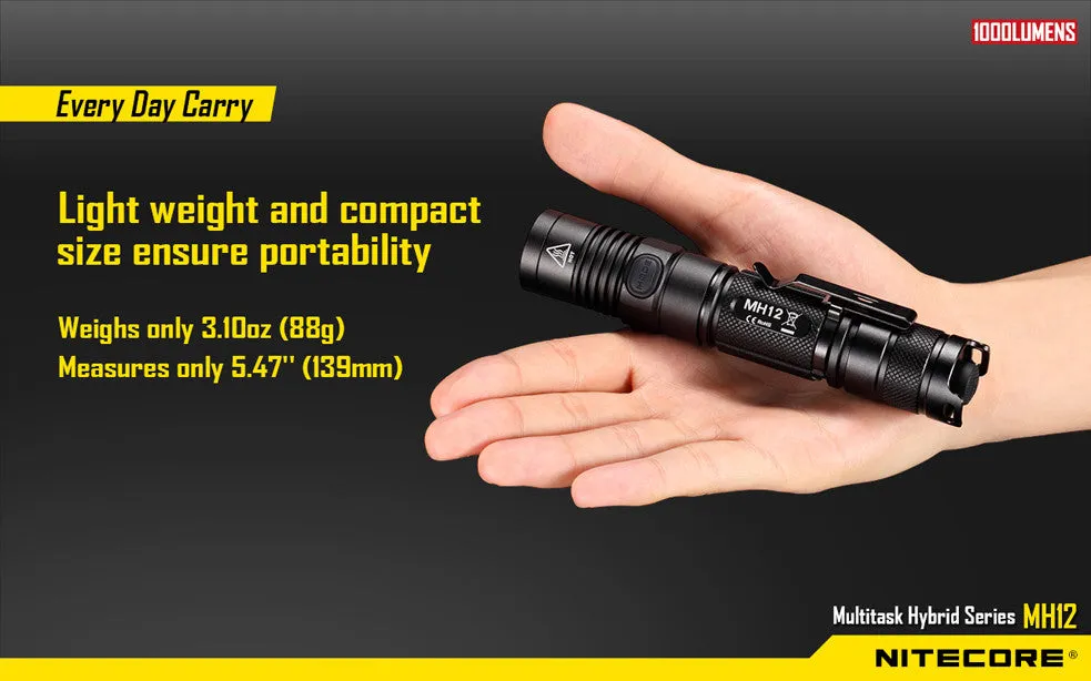 Nitecore MH12 CREE XM-L2 U2 LED Rechargeable Flashlight 1000 Lumens