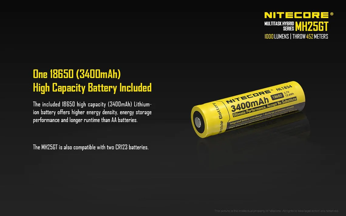 Nitecore MH25GT Rechargeable LED Flashlight 1000 Lumens