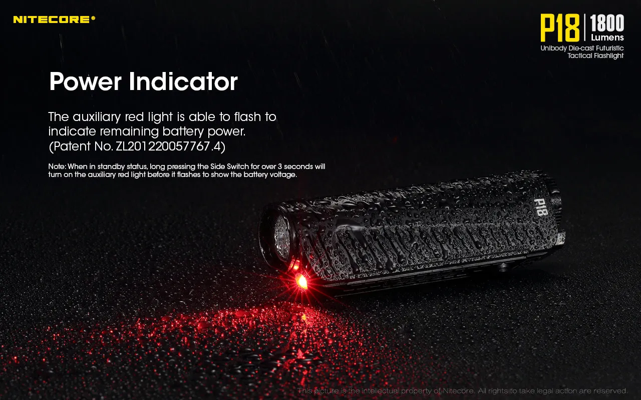 Nitecore P18 Unibody Die-cast Futuristic Tactical Flashlight - 1800 Lumen   Nitecore UI1 USB charger