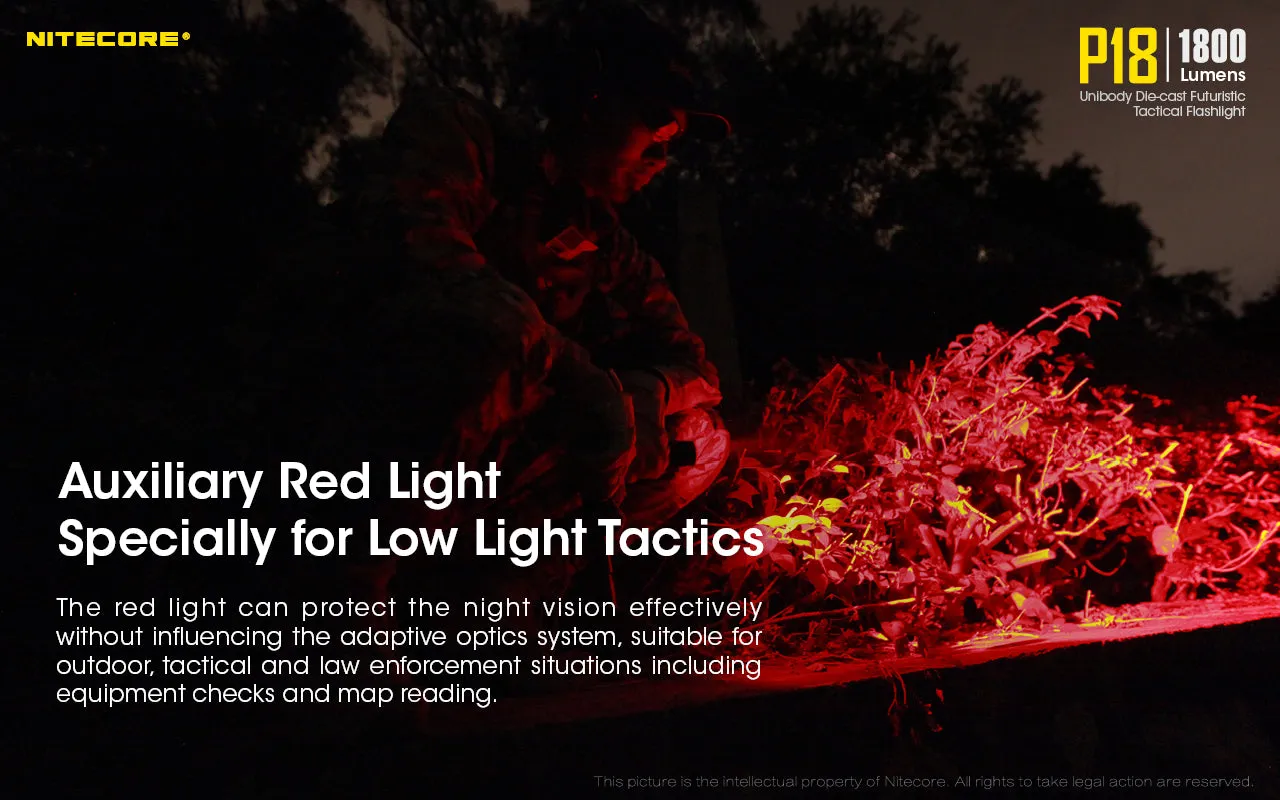 Nitecore P18 Unibody Die-cast Futuristic Tactical Flashlight - 1800 Lumen   Nitecore UI1 USB charger