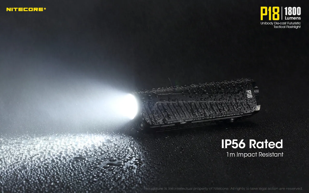 Nitecore P18 Unibody Die-cast Futuristic Tactical Flashlight - 1800 Lumen   Nitecore UI1 USB charger