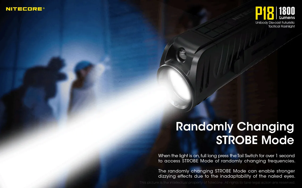 Nitecore P18 Unibody Die-cast Futuristic Tactical Flashlight - 1800 Lumen   Nitecore UI1 USB charger