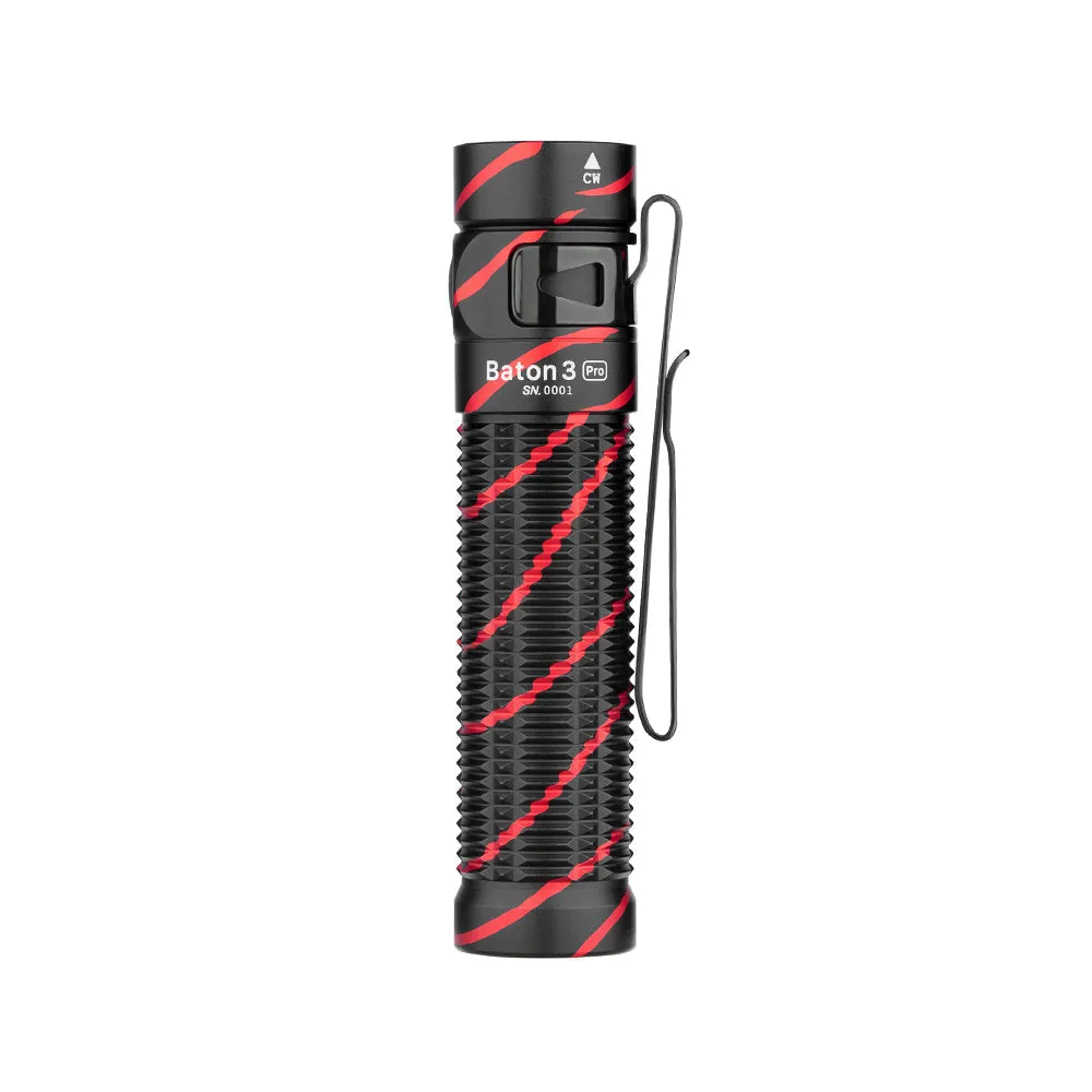 Olight Baton 3 Pro Rechargeable Flashlight Bundle - Baton 3 Pro Black Lava   O'pen Mini Red