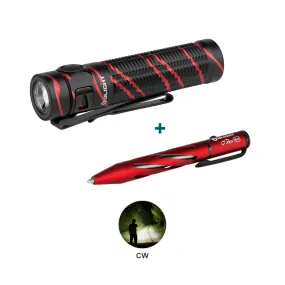 Olight Baton 3 Pro Rechargeable Flashlight Bundle - Baton 3 Pro Black Lava   O'pen Mini Red