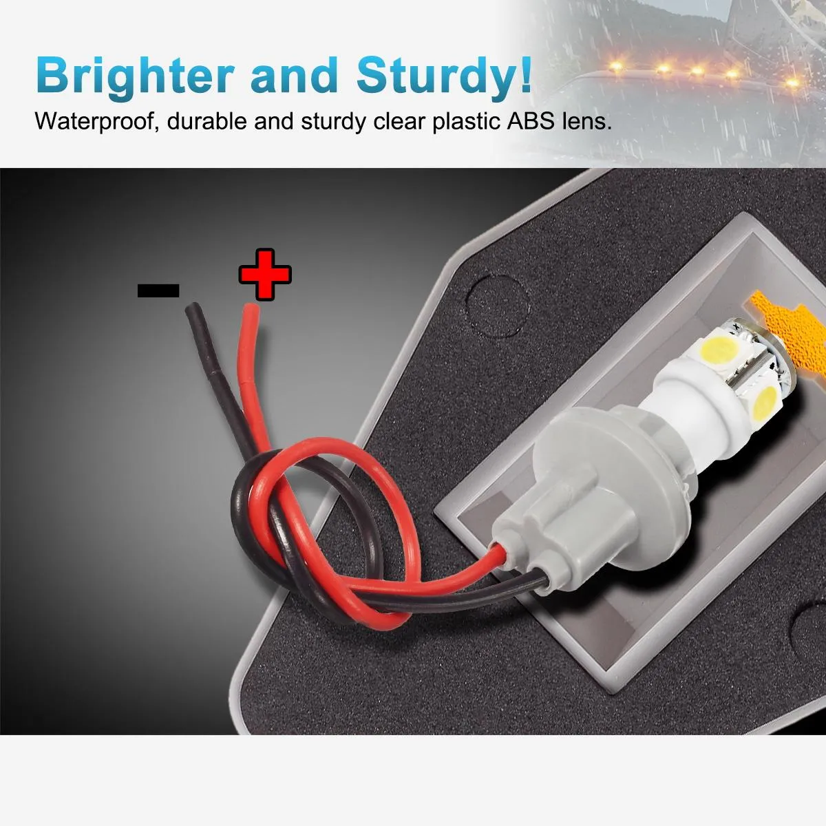 Partsam 5pcs Top Cab Marker Roof Running Light Amber Cover Lens 15442   5X 5050 T10 194 LED Bulbs Compatible with Ford F-150 F-250 F-350 1973-1997 F Series Pickup Super Duty Trucks.
