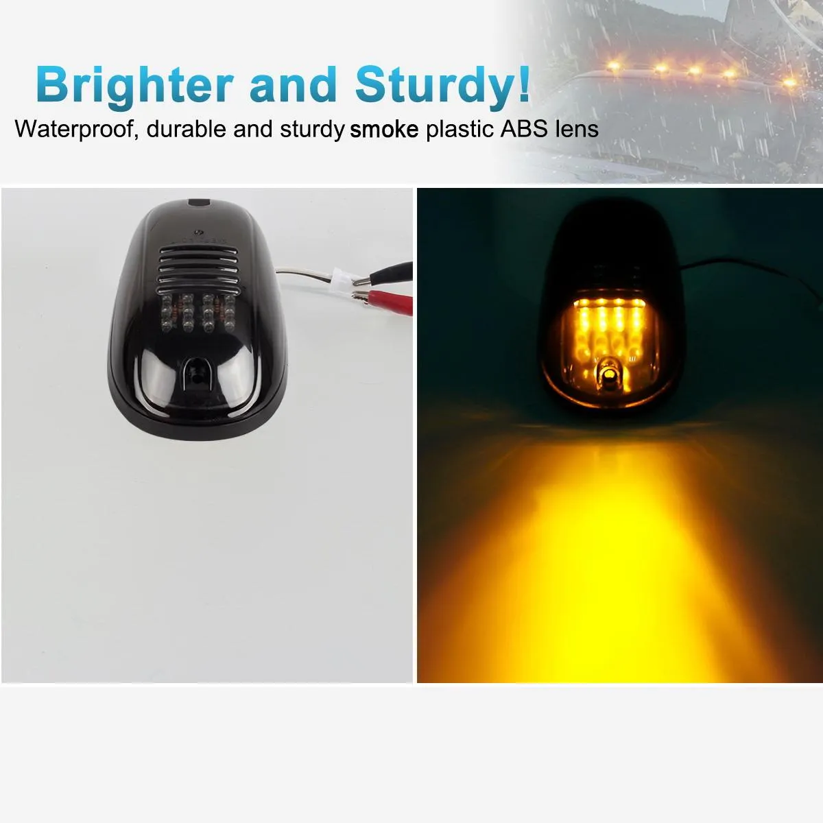 Partsam 5X Amber 24 LED Smoke Cab Roof Running Top Marker Lights 264146BK Assembly Wire Harness Replacement for 1500 2500 3500 4500 5500 2003-2018 Pickup Trucks