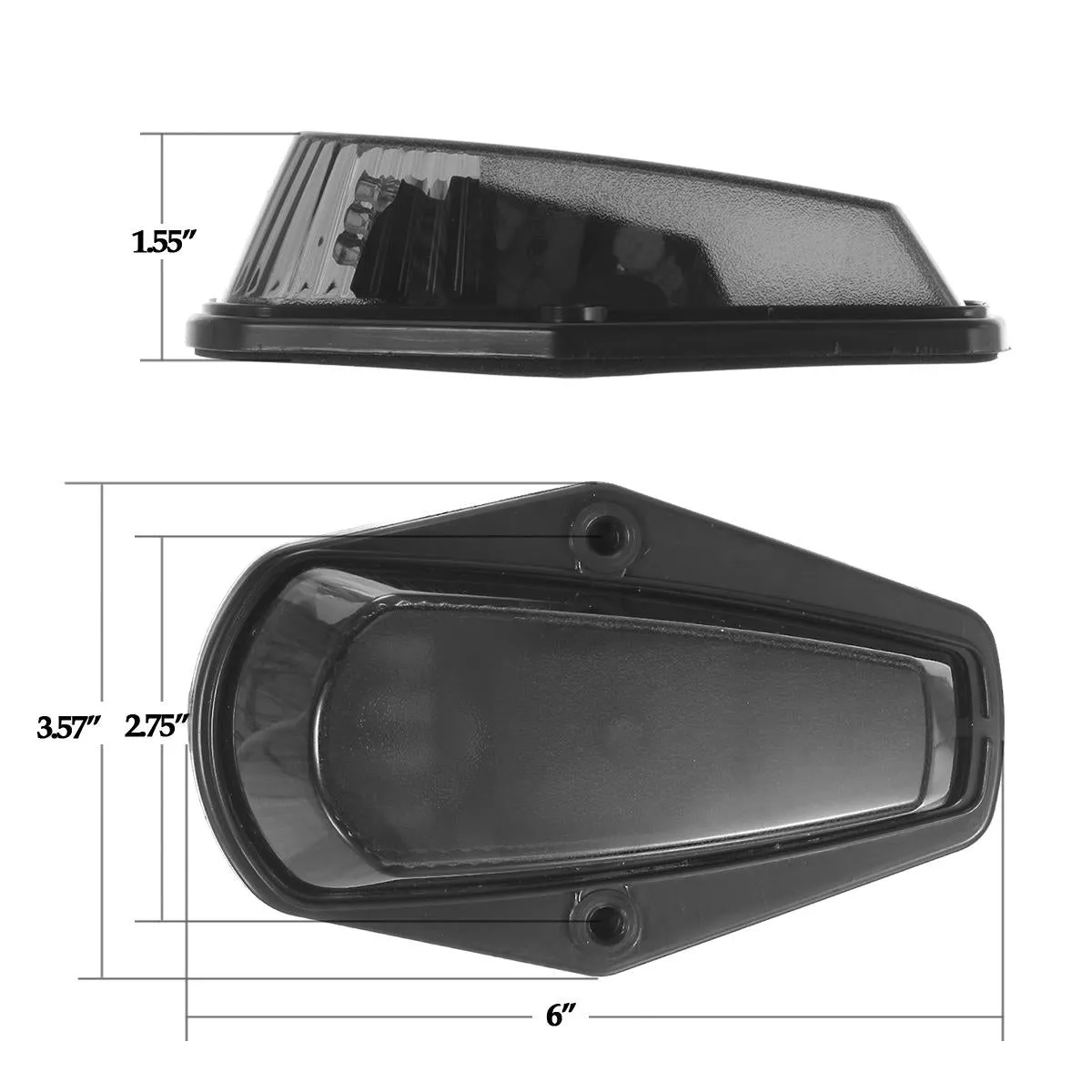 Partsam 5X Cab Marker Light LED Top Roof Running Light Black Lens White 12LED Lights w/Wire Compatible with Ford F150 F250 F350 1973-1997 F Series Super Duty Pickup Trucks