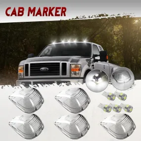 Partsam 5X Clear Cab Marker Light   5X White 5050-SMD 194 168 T10 LED Bulb Compatible with Ford E150 E250 E350 E450 F150 F250 F350 F450 F550 Super Duty Pickup Trucks 1999-2016