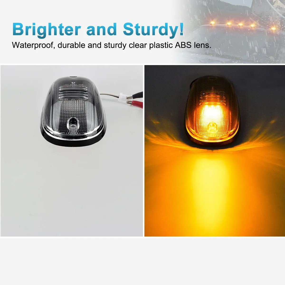 Partsam LED Cab Marker Roof Running Lights 5PCS Clear Lens 9LED Amber Top Lights Compatible with Dodge Ram 1500 2500 3500 4500 5500 2003-2018 SUV Truck Pickup RV