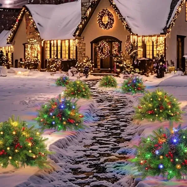 Pre-lit Artificial Christmas Tree Feel Real Urn Filler