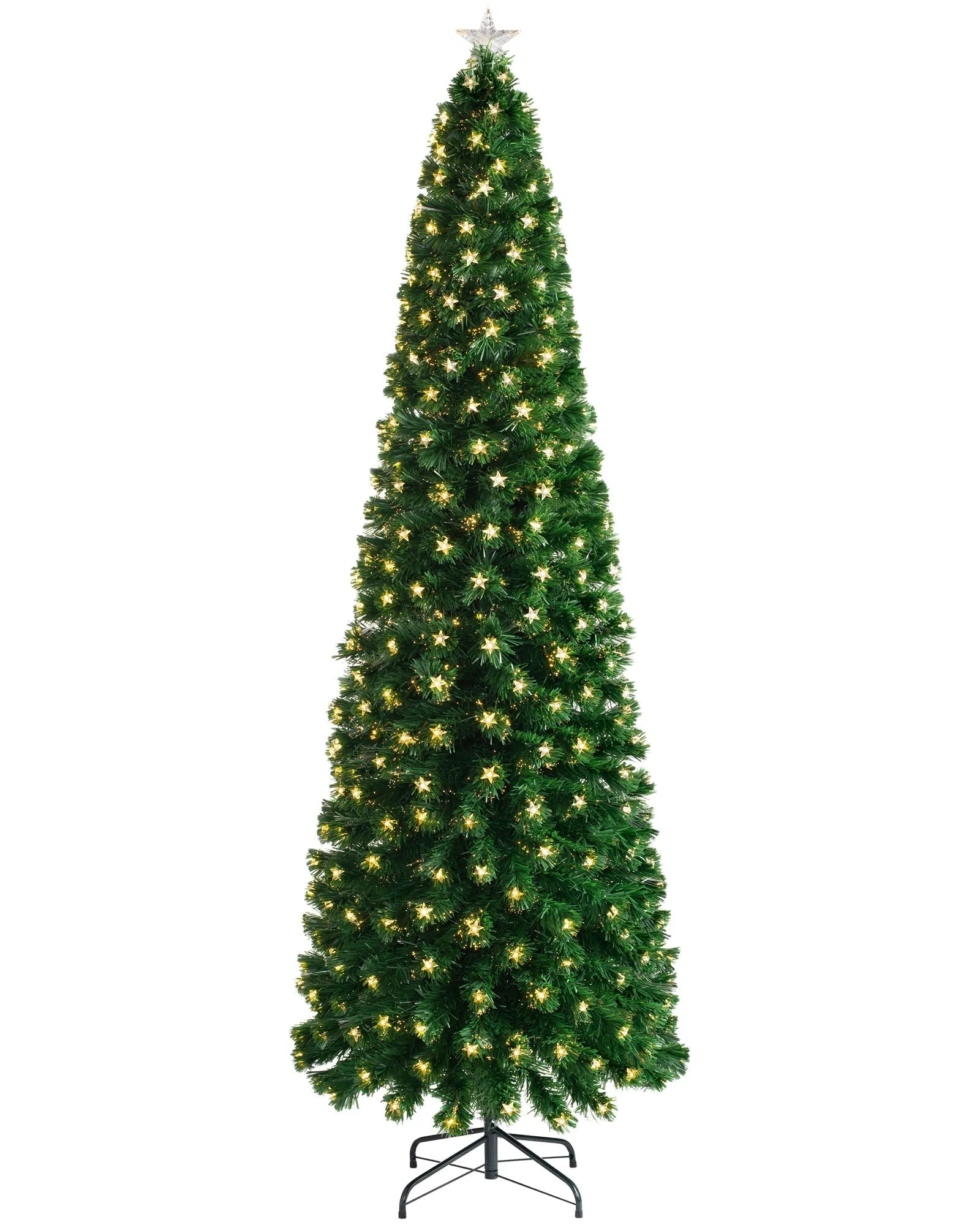 Pre-Lit Fibre Optic Pencil Christmas Tree with Warm White LED Stars, 5 ft
