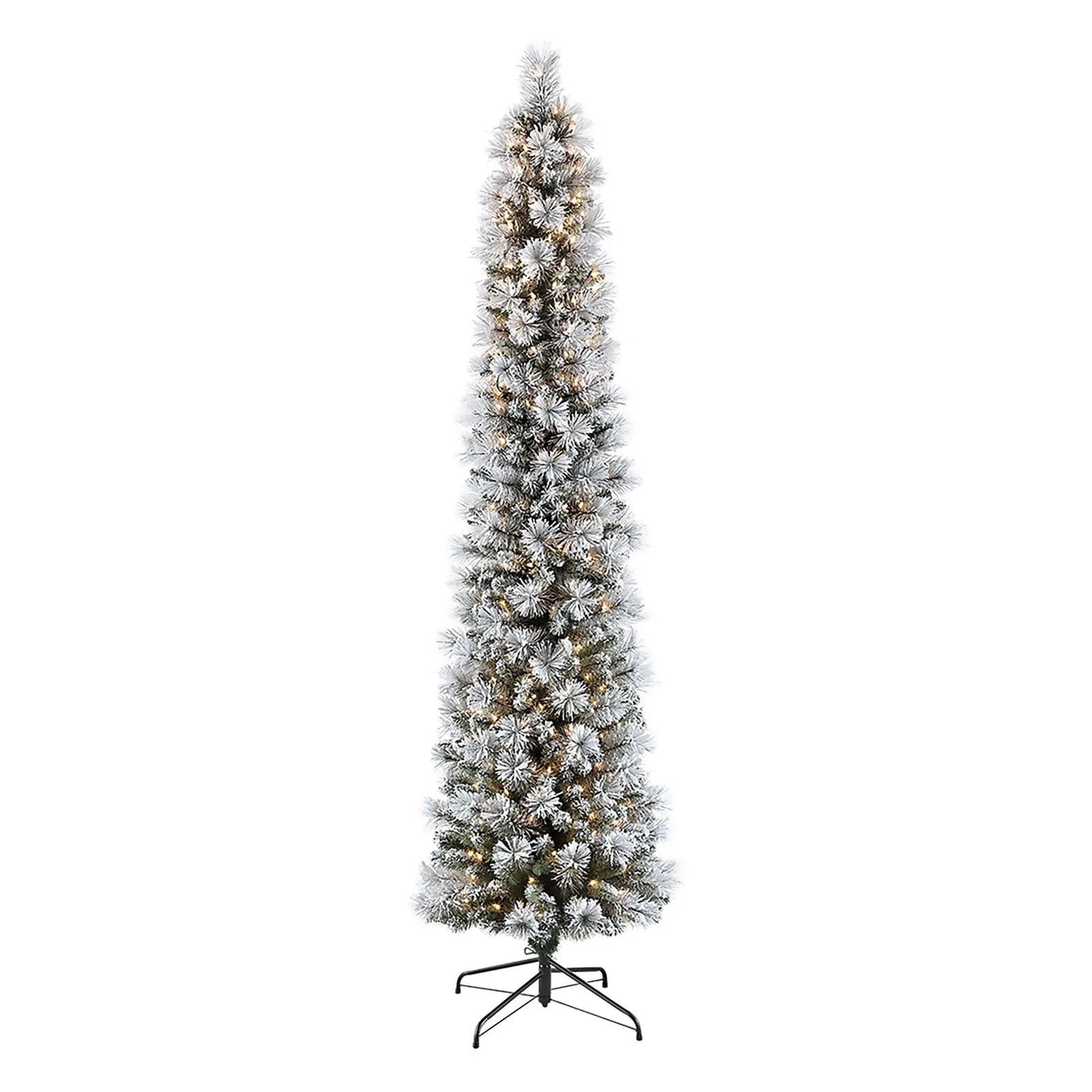 relaxed Portland Pine Pencil Pre-Lit Flocked Artificial Christmas Tree 9' 9'