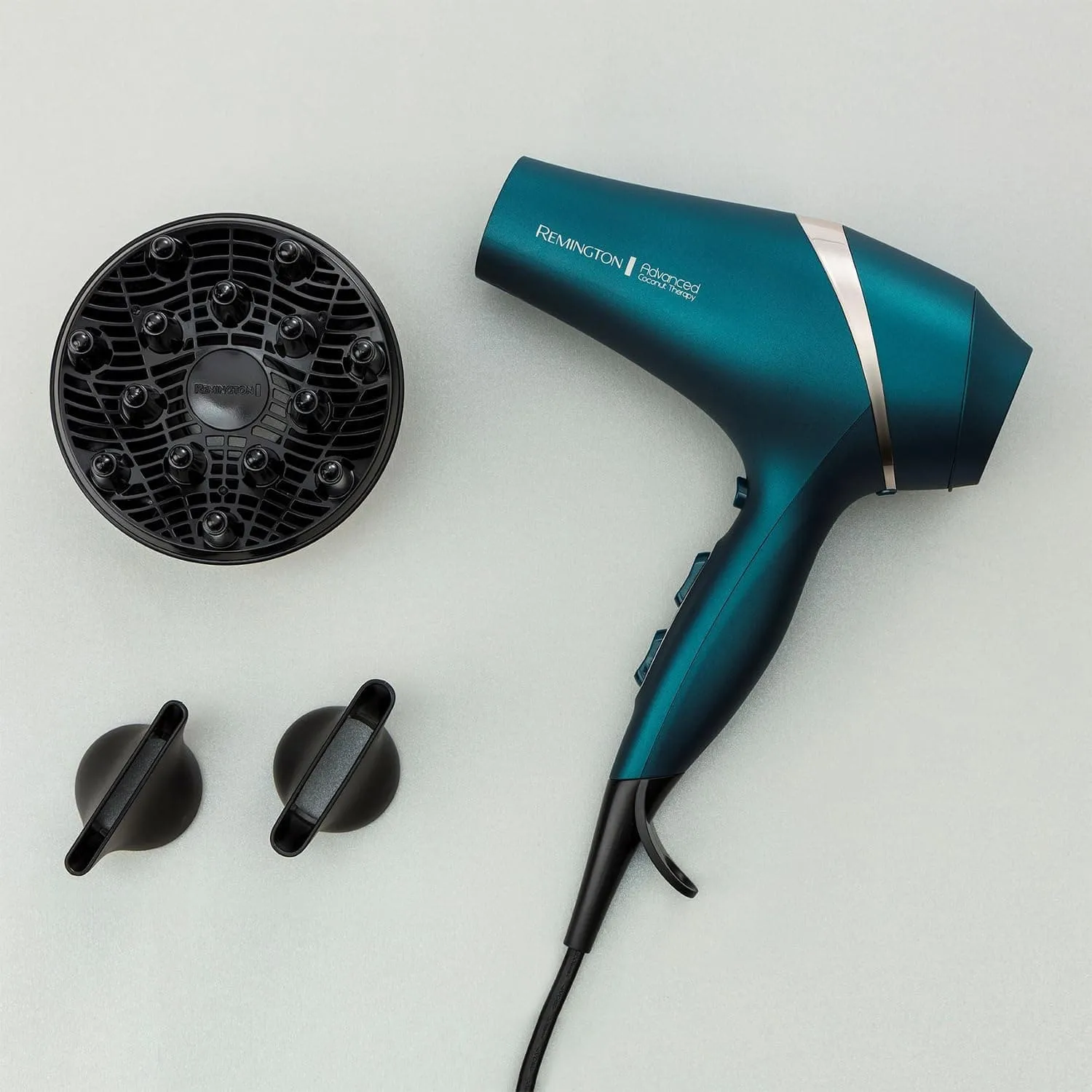 Remington Advanced Coconut Therapy Hair Dryer (Infused with Coconut and UV Filters to Nourish Hair, Smooth and Shiny Results, Powerful, Fast, Diffuser, 2 Concentrators, Diffuser, Ionic, 2300W) AC8648