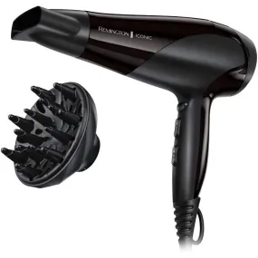 Remington D3198 Ionic Hair Dryer - 2200W, Fast Professional Styling, Diffuser & Concentrator, 3 Heat/2 Speed Settings, Cool Shot - Black