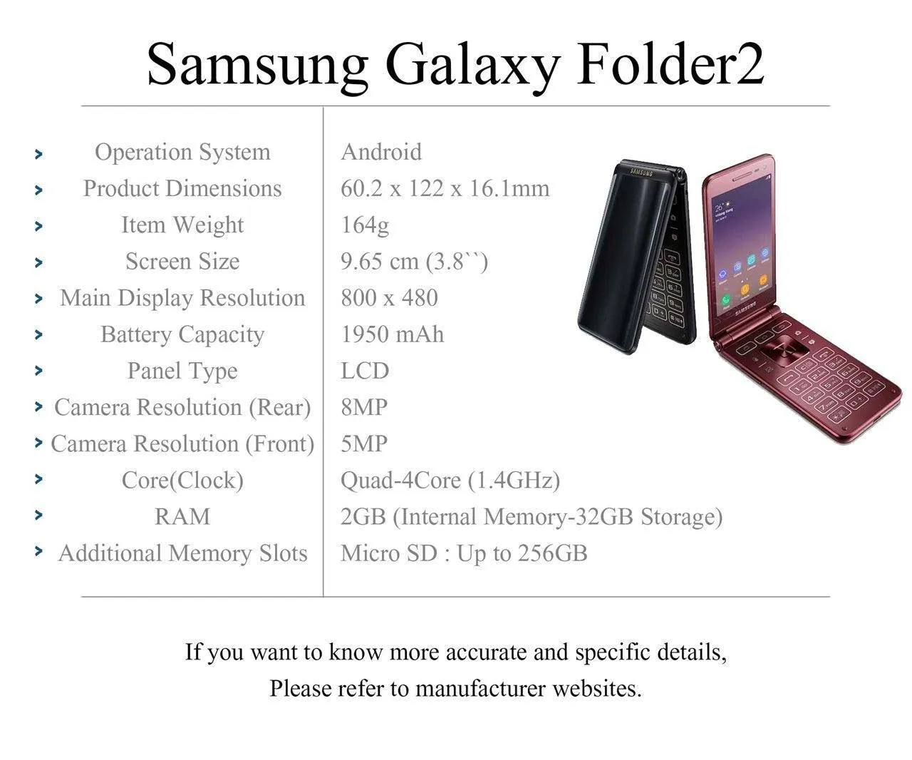 Samsung Galaxy Folder 2 4G LTE (Android Touch Screen Flip Phone) *DISPLAY SET*