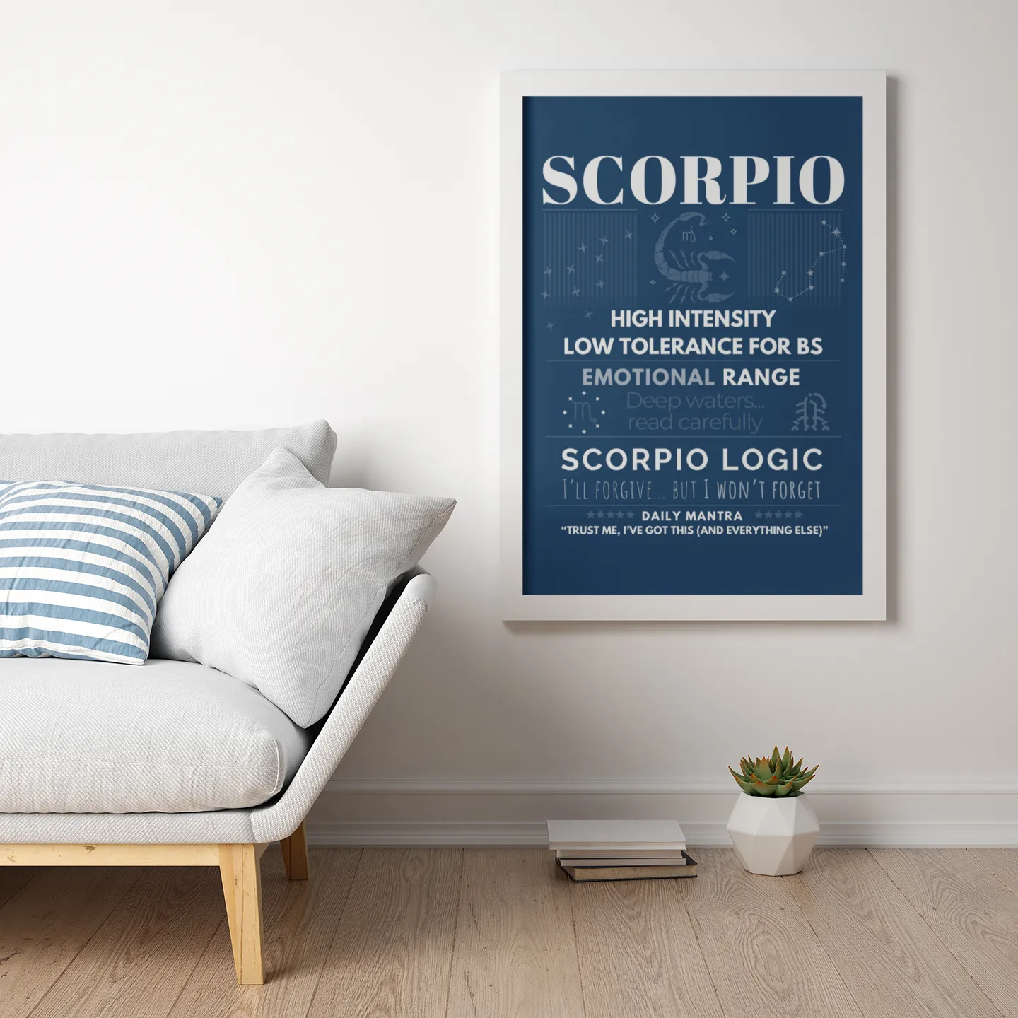 Scorpio Digital Print High Intensity Emotional Range Astrology Art Scorpio Logic Deep Water Mantra Decor