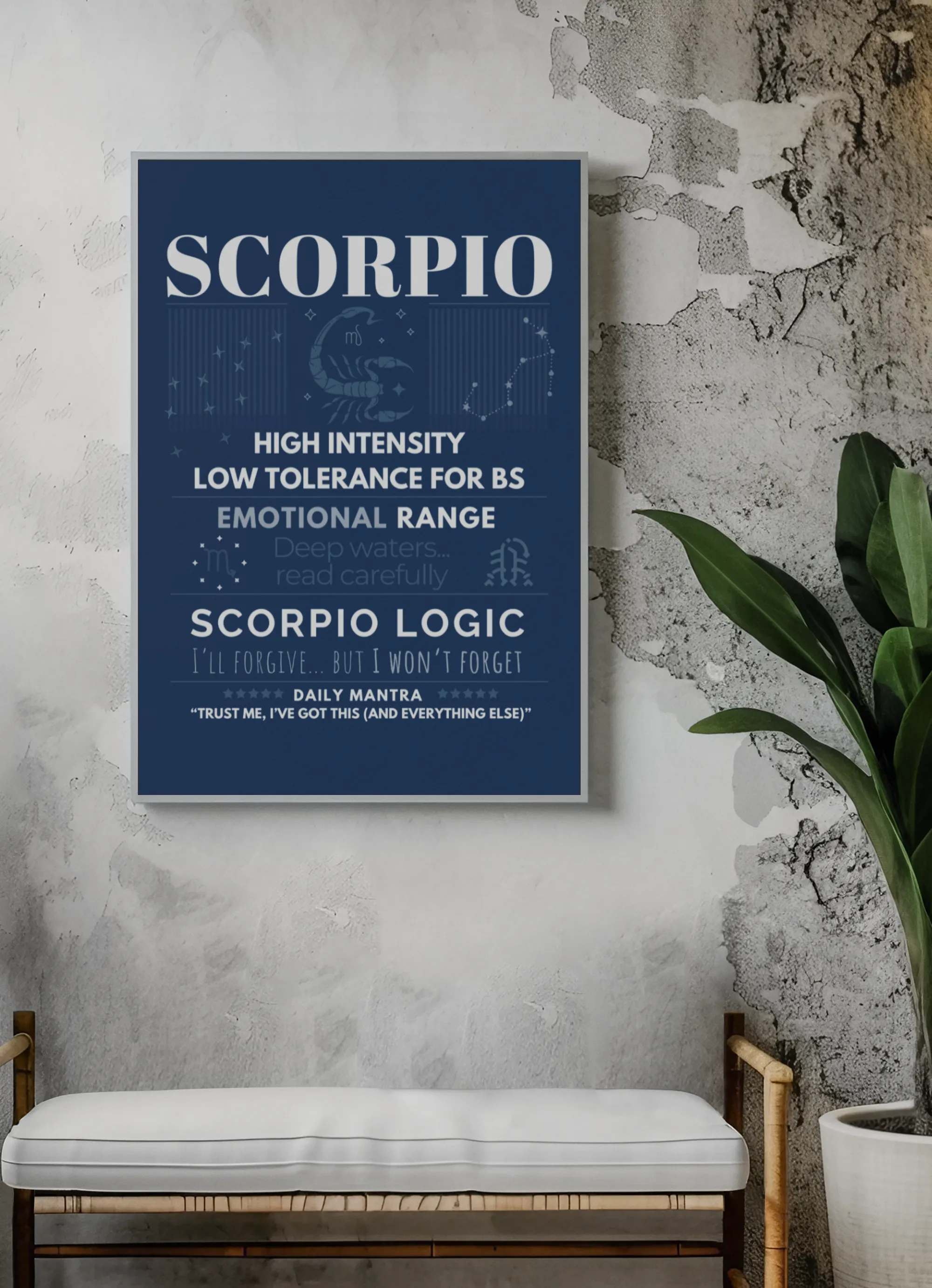 Scorpio Digital Print High Intensity Emotional Range Astrology Art Scorpio Logic Deep Water Mantra Decor