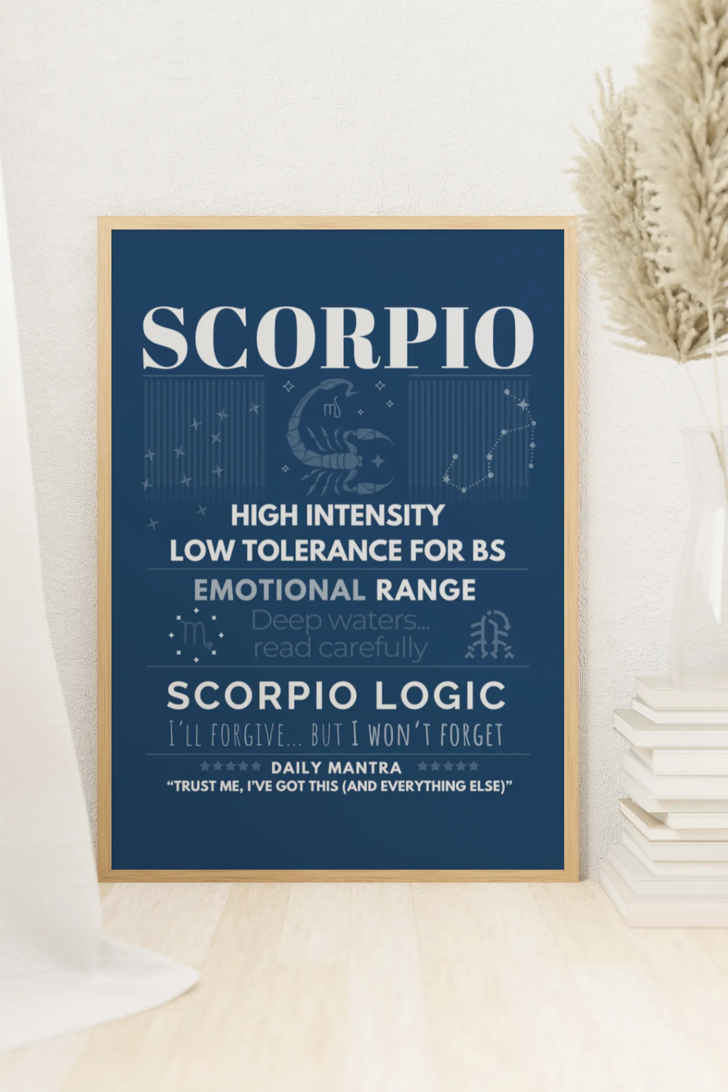 Scorpio Digital Print High Intensity Emotional Range Astrology Art Scorpio Logic Deep Water Mantra Decor