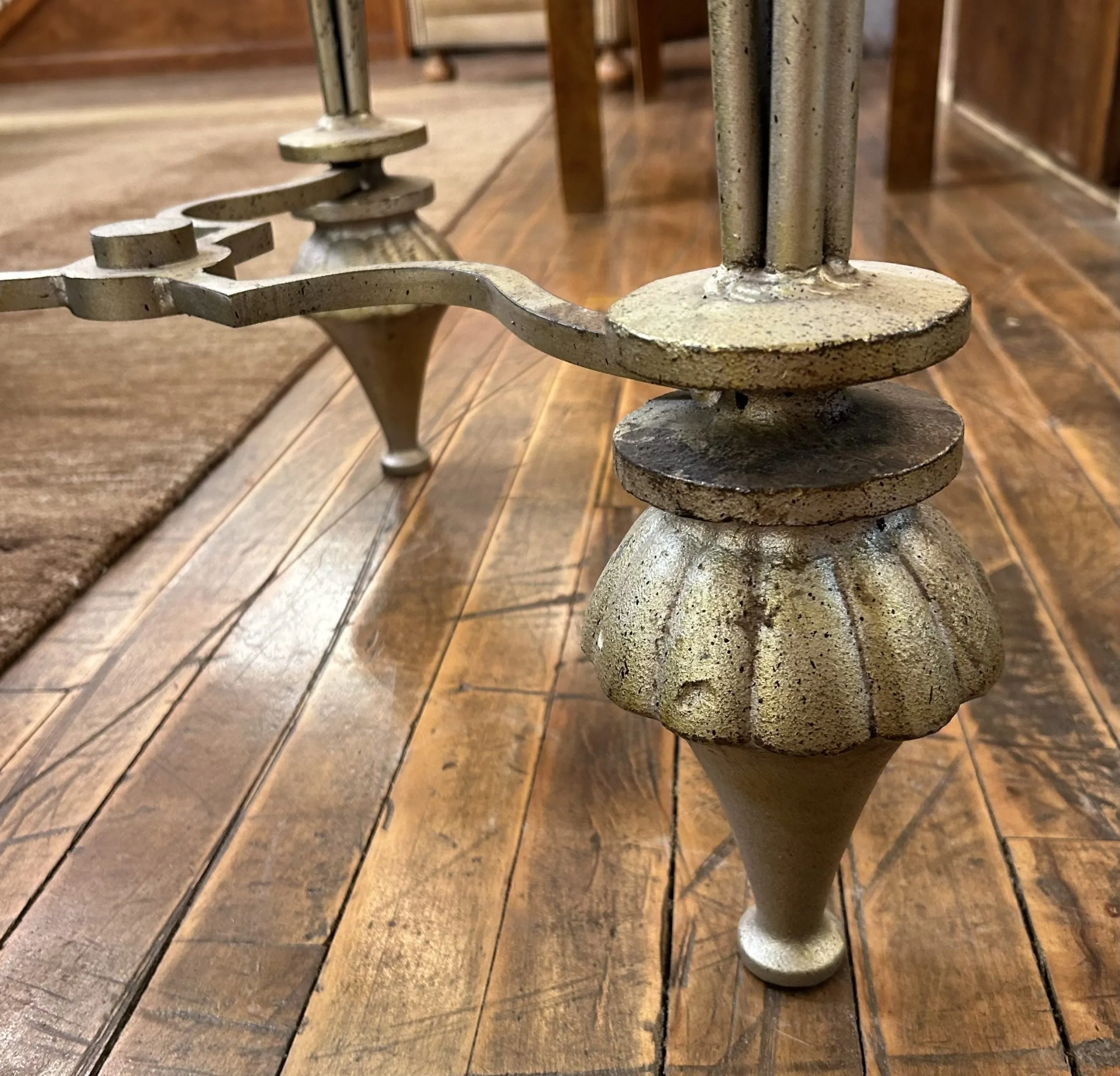 Side Table, Beveled Glass Top, Glazed Solid Iron Frame
