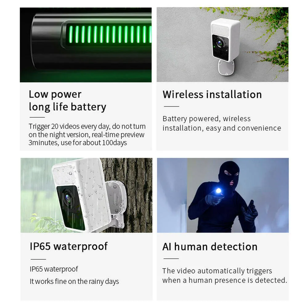 SJCAM S1 2K Super High Definition Smart Home Camera Wireless Video Monitor IP65 Waterproof 143° Thermoinduction Angle Built-in 9200mAh Battery Support PIR Induction Night Version Human Detection APP Share