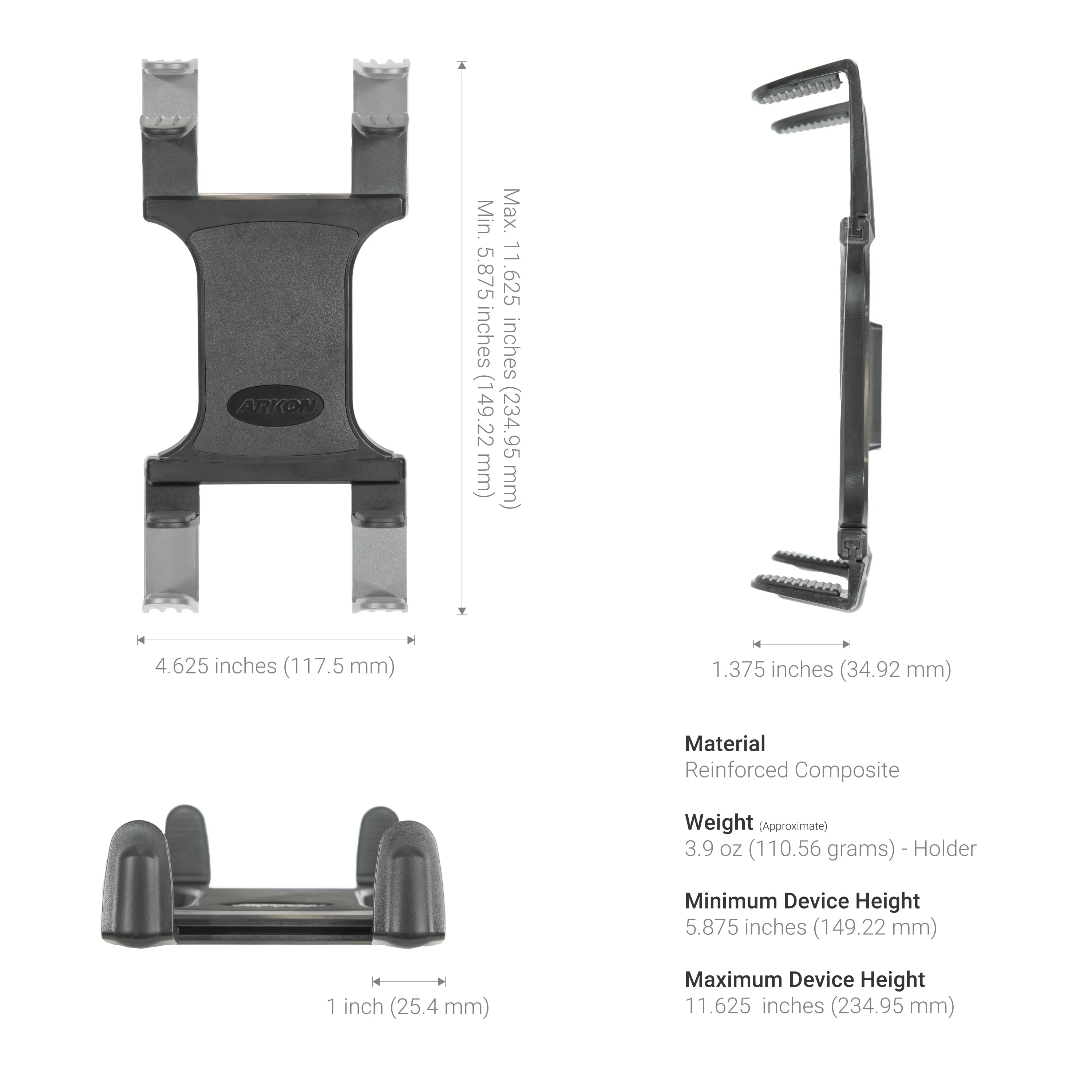 Slim-Grip® Tripod Tablet Mount with 3.75" Shaft