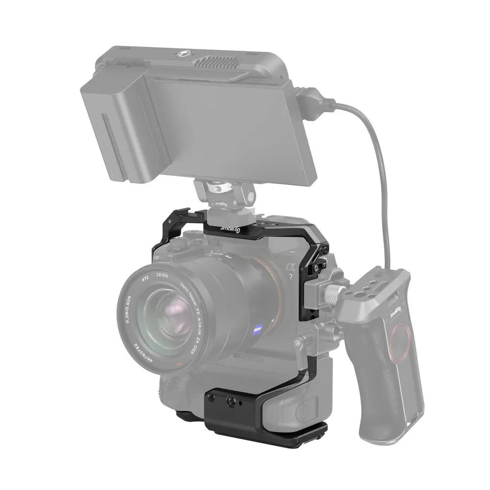 SmallRig Formfitting Camera Cage with VG-C4EM Battery Grip Support, Multiple 1/4"-20 & 3/8"-16 Threads, NATO Rail & One Cold Shoe Mount for Sony Alpha a1 and Select Alpha a7 Mirrorless Cameras 3594