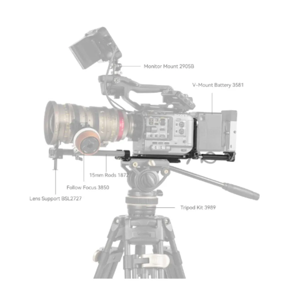 SmallRig V-Mount Battery Mount Plate kit with 15mm LWS Base Kit, 4.7" Length, Extend Baseplate Up to 3.9", 180 Degree Folding V-lock Plate for Sony Fx6, Canon C70, Panasonic  BGH1/BS1H, KOMODO, Z CAM
