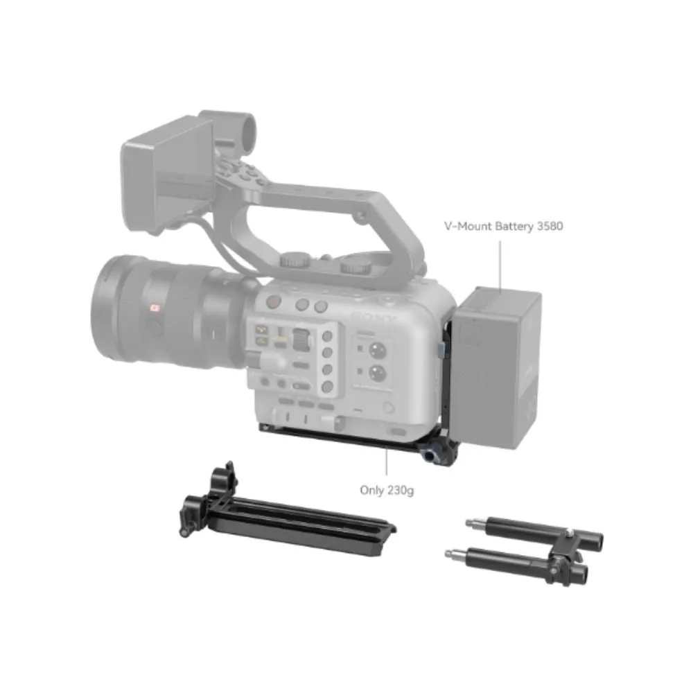 SmallRig V-Mount Battery Mount Plate kit with 15mm LWS Base Kit, 4.7" Length, Extend Baseplate Up to 3.9", 180 Degree Folding V-lock Plate for Sony Fx6, Canon C70, Panasonic  BGH1/BS1H, KOMODO, Z CAM