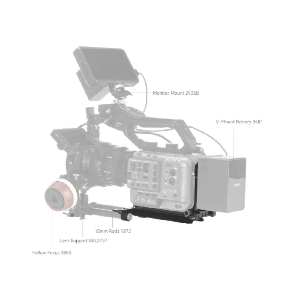 SmallRig V-Mount Battery Mount Plate kit with 15mm LWS Base Kit, 4.7" Length, Extend Baseplate Up to 3.9", 180 Degree Folding V-lock Plate for Sony Fx6, Canon C70, Panasonic  BGH1/BS1H, KOMODO, Z CAM
