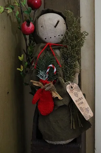 Snow Lady Red Mitten Wintertime Fun
