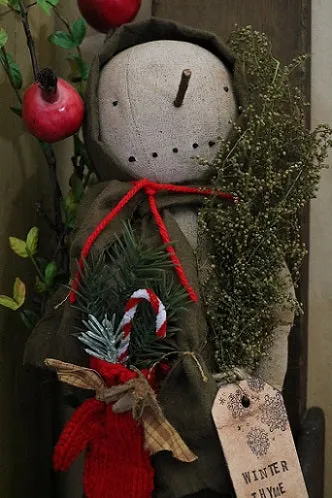 Snow Lady Red Mitten Wintertime Fun