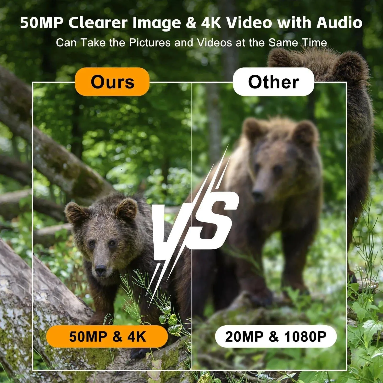 Solar Powered Night Vision Trail Camera 50MP 4K 1080P Hunting Cameras 0.3s Trigger Time Trail Camera Video Photo Recorder