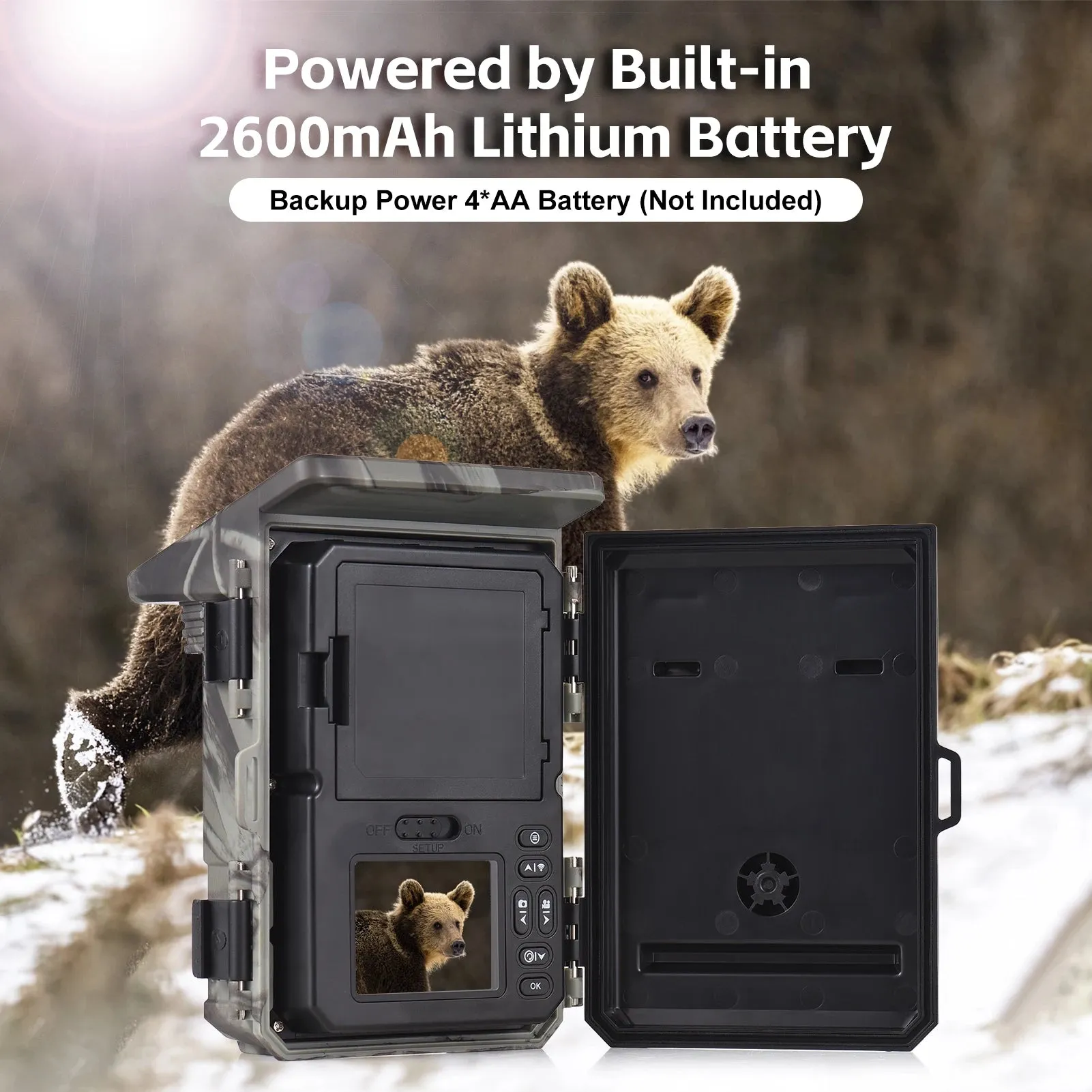 Solar Powered Night Vision Trail Camera 50MP 4K 1080P Hunting Cameras 0.3s Trigger Time Trail Camera Video Photo Recorder