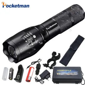 Super Bright  XM-L T6 L2 XP-L LED Flashlight Rechargeable Zoomable Linternas Torch Light by 1*18650 or 3*AAA Lamp Hand Light z50