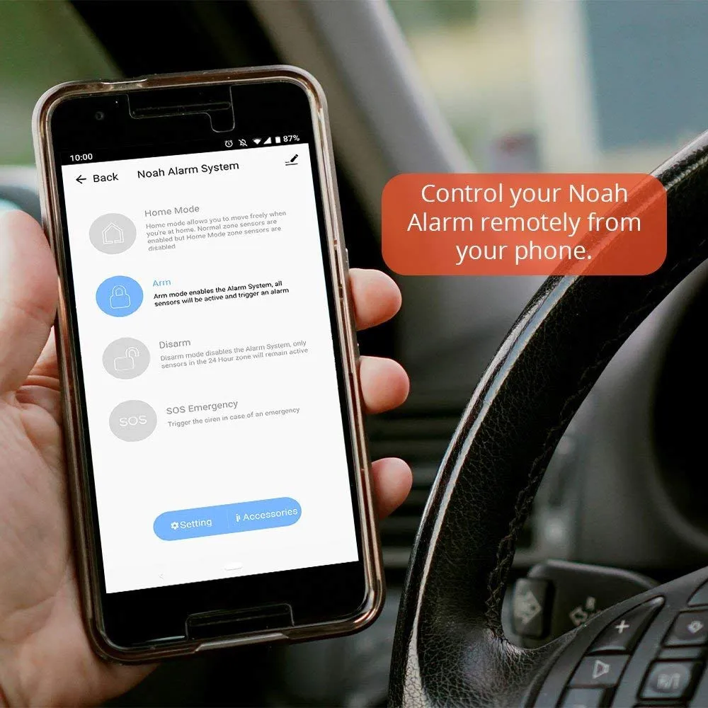 Time2 Noah Home Alarm Smart Security System, 5 Piece Kit with Door Sensor, Motion Sensor, Remote Control, Window Sticker -Quick & easy setup, App with Alerts, No Monthly Fee, Works with Alexa & Google