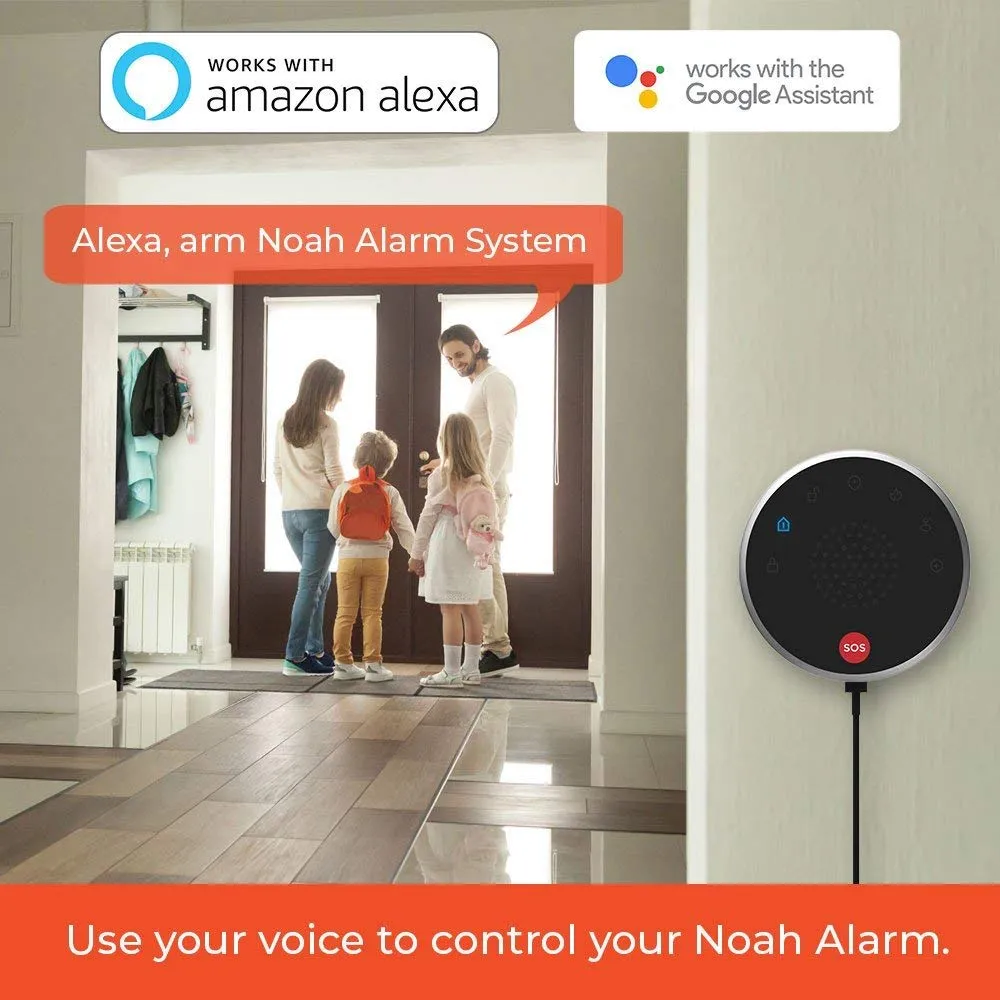 Time2 Noah Home Alarm Smart Security System, 5 Piece Kit with Door Sensor, Motion Sensor, Remote Control, Window Sticker -Quick & easy setup, App with Alerts, No Monthly Fee, Works with Alexa & Google
