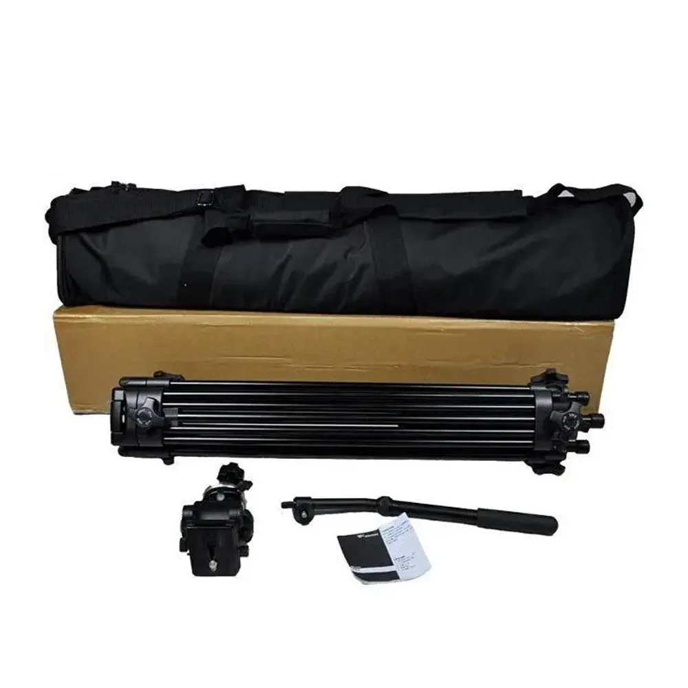 WEIFENG WT-717 Professional Video Tripod with 55mm Bowl Fluid Head 360° Pan / -65° to 90° Tilt, Quick Release Plate, 1/4" & 3/8" Attancement Threads, 180cm Max. Height, 6kg Max. Load Capacity for DSLR, SLR, Mirrorless, Cinema Camera