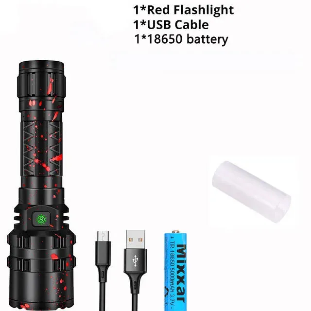 ZK40 50000000LM High Power XHP220 Powerful LED Flashlight Tactical Military Torch  USB Camping Lanterna Waterproof Self Defence
