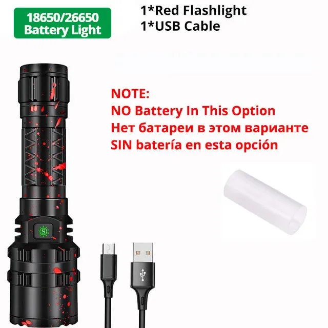 ZK40 50000000LM High Power XHP220 Powerful LED Flashlight Tactical Military Torch  USB Camping Lanterna Waterproof Self Defence