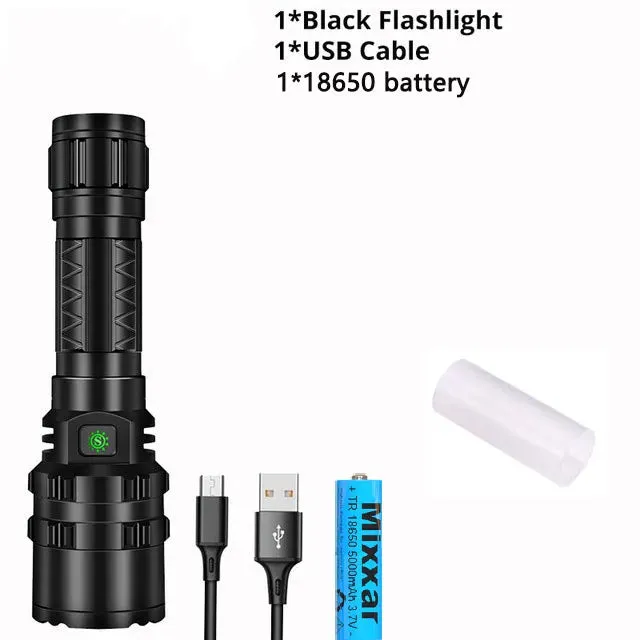 ZK40 50000000LM High Power XHP220 Powerful LED Flashlight Tactical Military Torch  USB Camping Lanterna Waterproof Self Defence