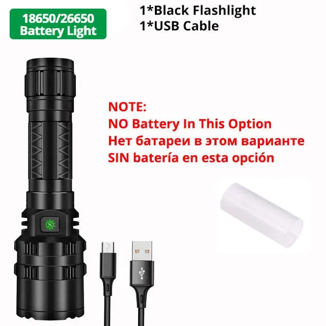 ZK40 50000000LM High Power XHP220 Powerful LED Flashlight Tactical Military Torch  USB Camping Lanterna Waterproof Self Defence