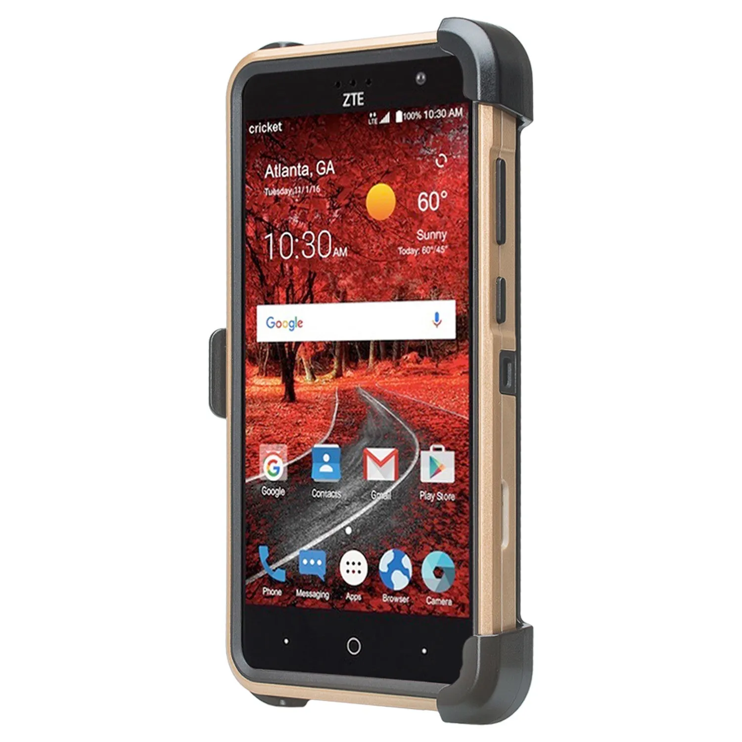 ZTE Blade Spark Z971, ZTE ZMAX One, ZTE Grand X4, X 4 Case, Rugged Hybrid [Belt Clip] Holster Cover [Kickstand] - Gold